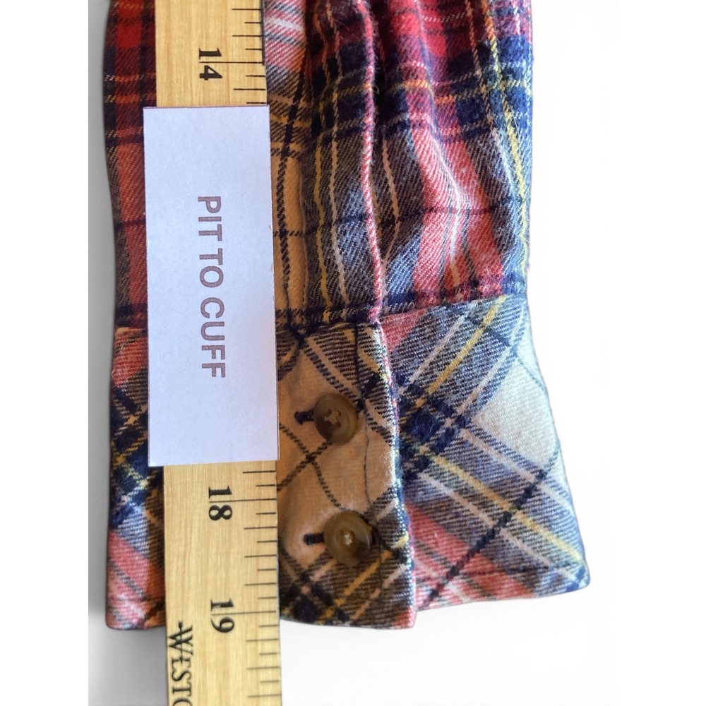 TNA Aritzia Plaid Flannel Button Down Shirt Red White Blue Boyfriend Fit XS - Picture 7 of 7
